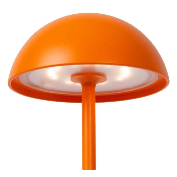 Lucide JOY - wiederaufladbare Tischlampe Innen/Außen - Akku/Batterie - Ø 12 cm - LED Dim. - 1x1,5W 3000K - IP54 - Orange - DETAIL 3